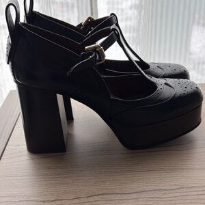 See By Chloe Black Platform T-Strap Shoes